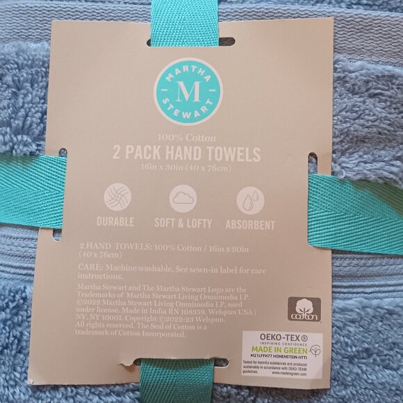 Martha Stewart Hand Towels (Set of 2) - Ice Blue - Picture 4 of 11